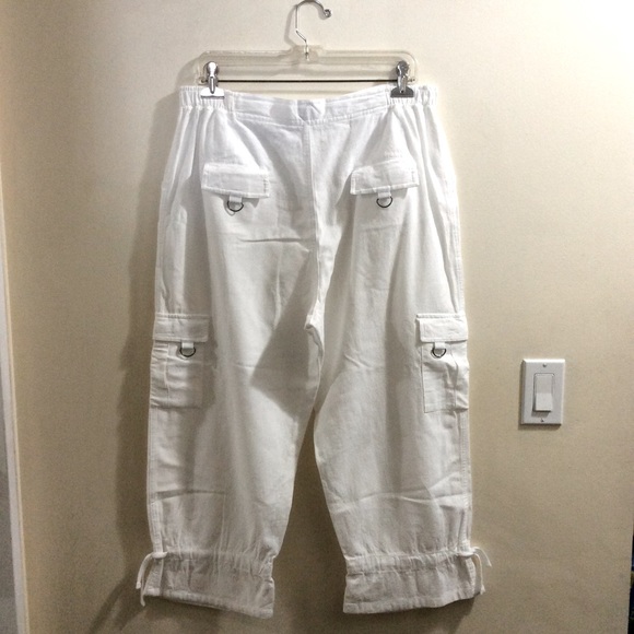 France Blanc du Nil 100% cotton capris cargo pants - Picture 2 of 8